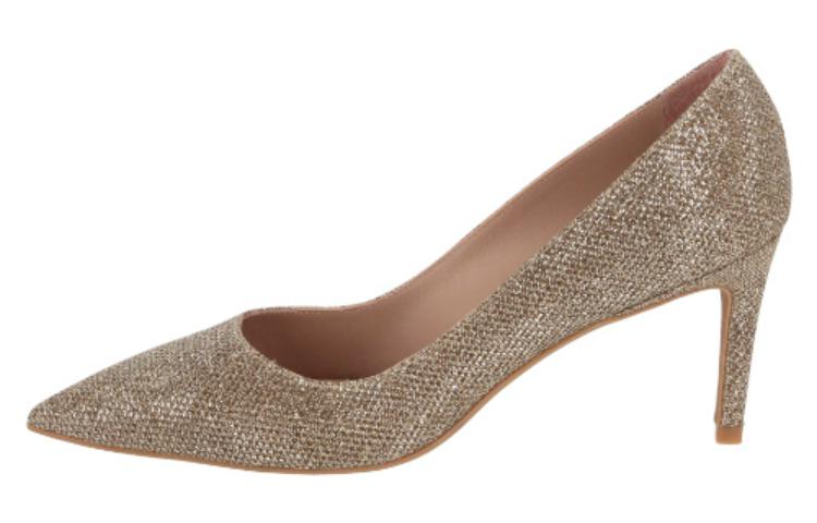 (Women) Stuart Weitzman Leather Pointed-Toe High Heels 'Gold' S6981NOIPLA