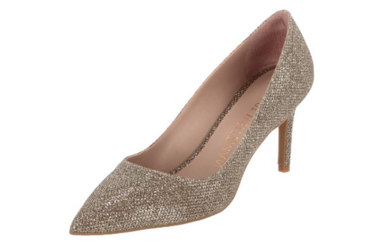 Order (Women) Stuart Weitzman Leather Pointed-Toe High Heels 'Gold' S6981NOIPLA