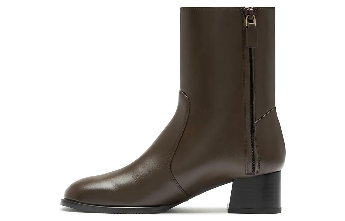 (Women) Stuart Weitzman Leather Pointed Toe Block Heel Ankle Boot 'Brown' SW3601032-BRO