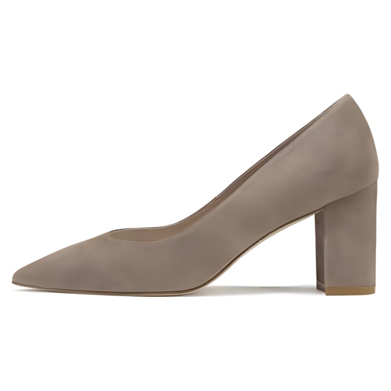 (Women) Stuart Weitzman Leather Pointed Toe Slip-On 'Grey Block Heel' SW4404010-GRY