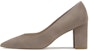 (W) Stuart Weitzman Kulit Slip-On Hujung Runcing 'Tumit Blok Kelabu' SW4404010-GRY