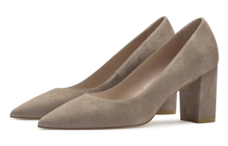 Lookbook (W) Stuart Weitzman Zapato de Cuero Punta Fina 'Tacón Bloque Gris' SW4404010-GRY