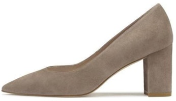 (Women) Stuart Weitzman Leather Pointed Toe Slip-On 'Grey Block Heel' SW4404010-GRY (Women) Stuart Weitzman Leather Pointed Toe Slip-On 'Grey Block Heel' SW4404010-GRY