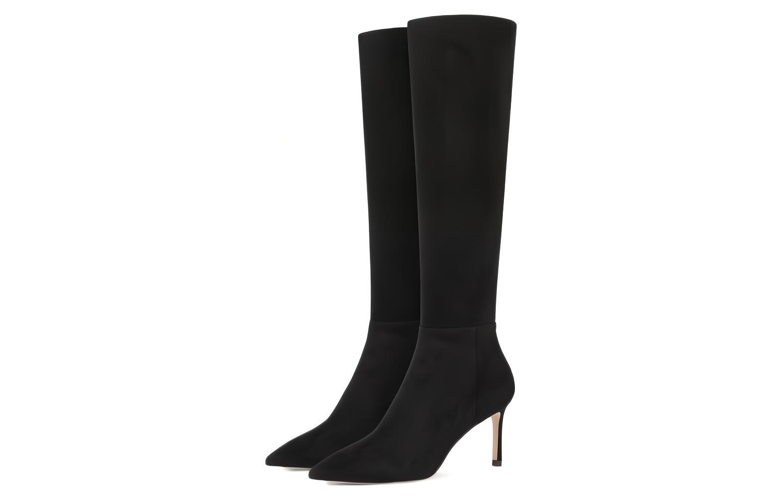 (W) Stuart Weitzman Leather Pointed Toe Zip-Up Over-the-Knee Boots 'Black' 圖 2