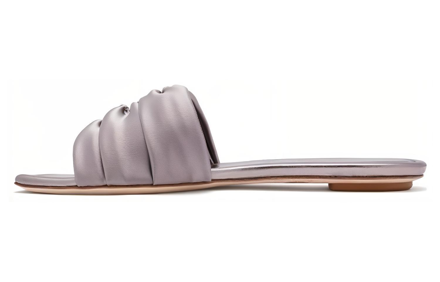 (W) Stuart Weitzman Leather Slide 'Gunmetal'