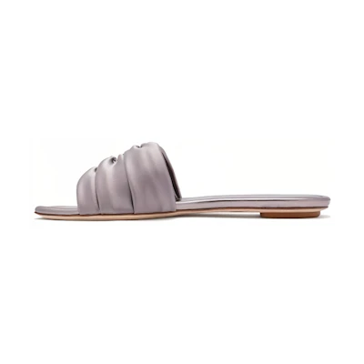 (W) Stuart Weitzman Leather Slide 'Gunmetal'