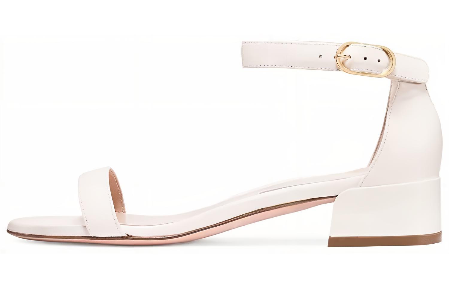 Buy (W) Sandal Tumit Rendah Stuart Weitzman Kulit Putih NUDISTJUNE-PATENT-WHITE