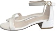 Lookbook (W) Sandal Tumit Rendah Stuart Weitzman Kulit Putih NUDISTJUNE-PATENT-WHITE