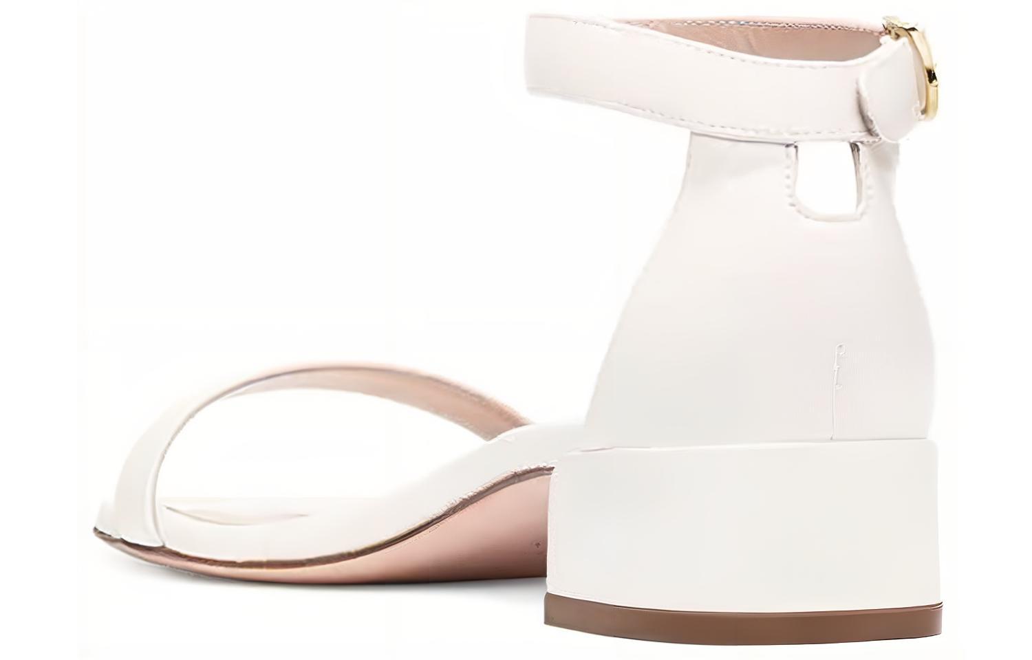 Shop (W) Sandal Tumit Rendah Stuart Weitzman Kulit Putih NUDISTJUNE-PATENT-WHITE