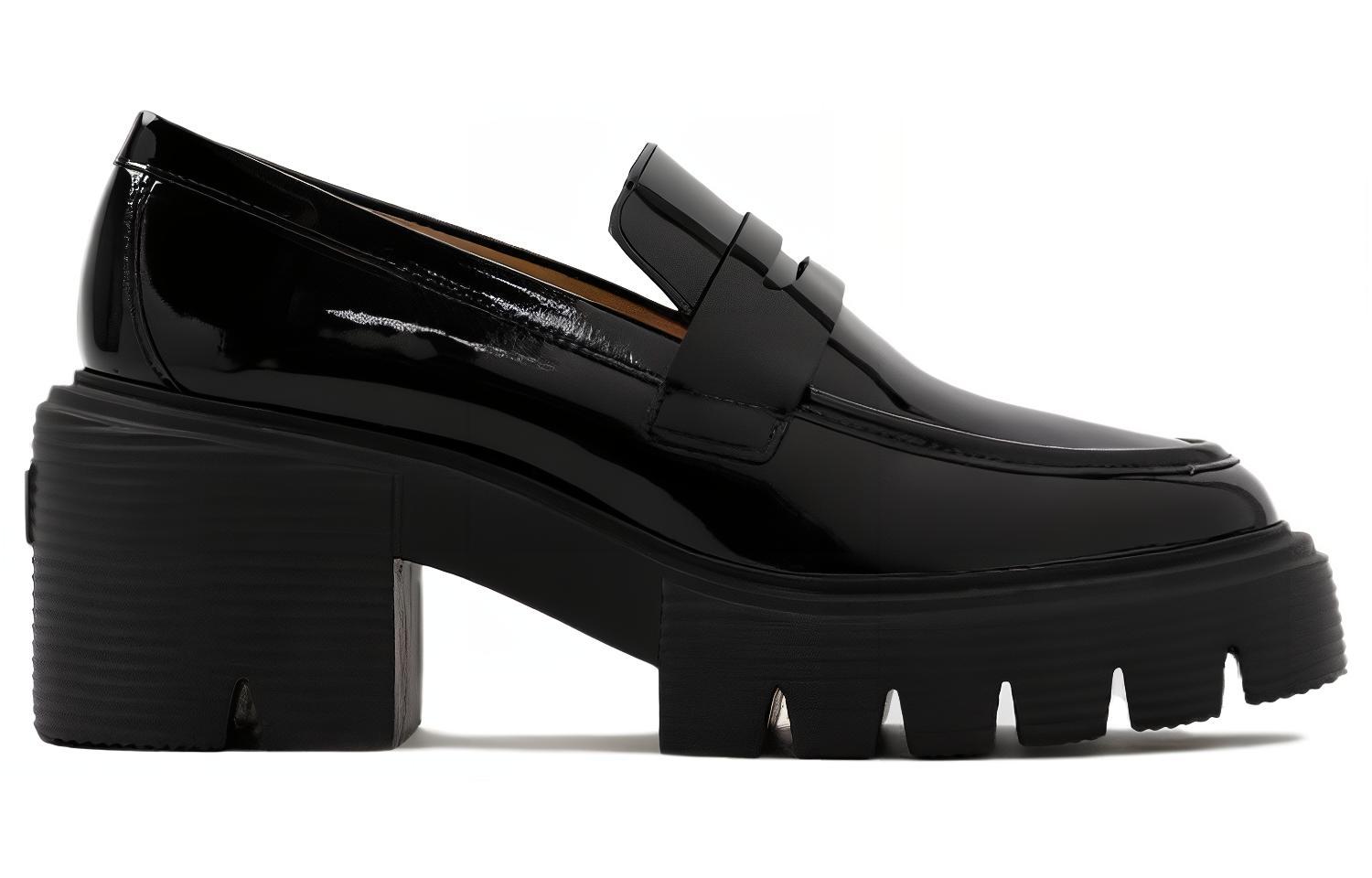 Order (W) 斯图尔特·韦茨曼黑色皮革低帮厚底懒人鞋 SB814-BLK