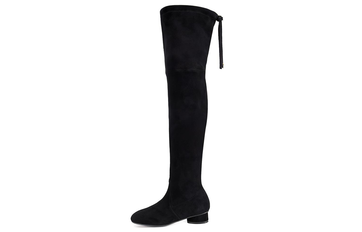 (Women) Stuart Weitzman Lowland 'Black Velvet' 9L47136LOWLANDBLACK