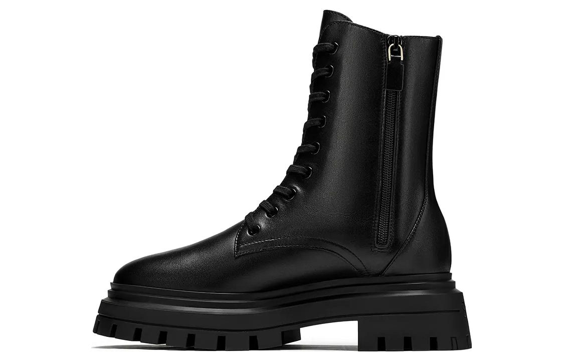 (W) Stuart Weitzman Mid-Calf Marten Boots 'Black Leather'