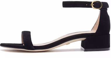 (Women) Stuart Weitzman Nudistjune 'Black Ankle-Strap Low-Heel Sandal' NUDISTJUNESQUARESUESUEDEBLACK (Women) Stuart Weitzman Nudistjune 'Black Ankle-Strap Low-Heel Sandal' NUDISTJUNESQUARESUESUEDEBLACK
