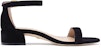 (W) Stuart Weitzman Nudistjune 'Sandal Hitam Tumit Rendah Tali Buku Lali' NUDISTJUNESQUARESUESUEDEBLACK