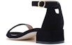 Shop (W) Stuart Weitzman Nudistjune 'Sandal Hitam Tumit Rendah Tali Buku Lali' NUDISTJUNESQUARESUESUEDEBLACK