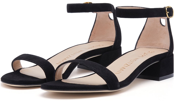 (Women) Stuart Weitzman Nudistjune 'Black Ankle-Strap Low-Heel Sandal' NUDISTJUNESQUARESUESUEDEBLACK Purchase (Women) Stuart Weitzman Nudistjune 'Black Ankle-Strap Low-Heel Sandal' NUDISTJUNESQUARESUESUEDEBLACK
