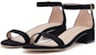 (W) Stuart Weitzman Nudistjune 'Sandal Hitam Tumit Rendah Tali Buku Lali' NUDISTJUNESQUARESUESUEDEBLACK