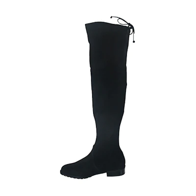(W) Stuart Weitzman Over The Knee Boots 'Classic Black Velvet Square Heel'