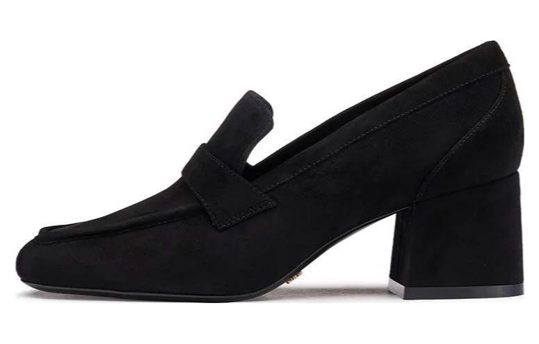 Buy (W) 斯图尔特·韦茨曼黑色皮革尖头舒适粗跟鞋 SW3504026