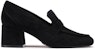 (W) Stuart Weitzman Tumit Blok Hujung Runcing 'Kulit Hitam' SW3504026