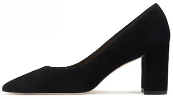 (Women) Stuart Weitzman Pointed Toe Slip-On Block Heel 'Black Leather' SW4404009-BLK (Women) Stuart Weitzman Pointed Toe Slip-On Block Heel 'Black Leather' SW4404009-BLK