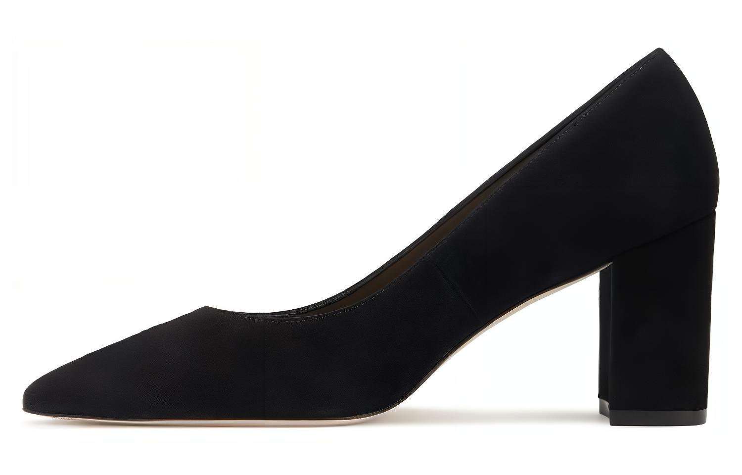 (Women) Stuart Weitzman Pointed Toe Slip-On Block Heel 'Black Leather' SW4404009-BLK