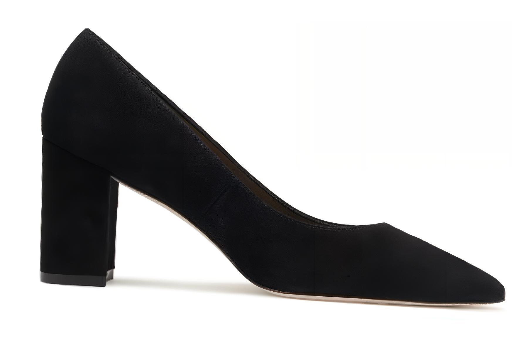Order (Women) Stuart Weitzman Pointed Toe Slip-On Block Heel 'Black Leather' SW4404009-BLK
