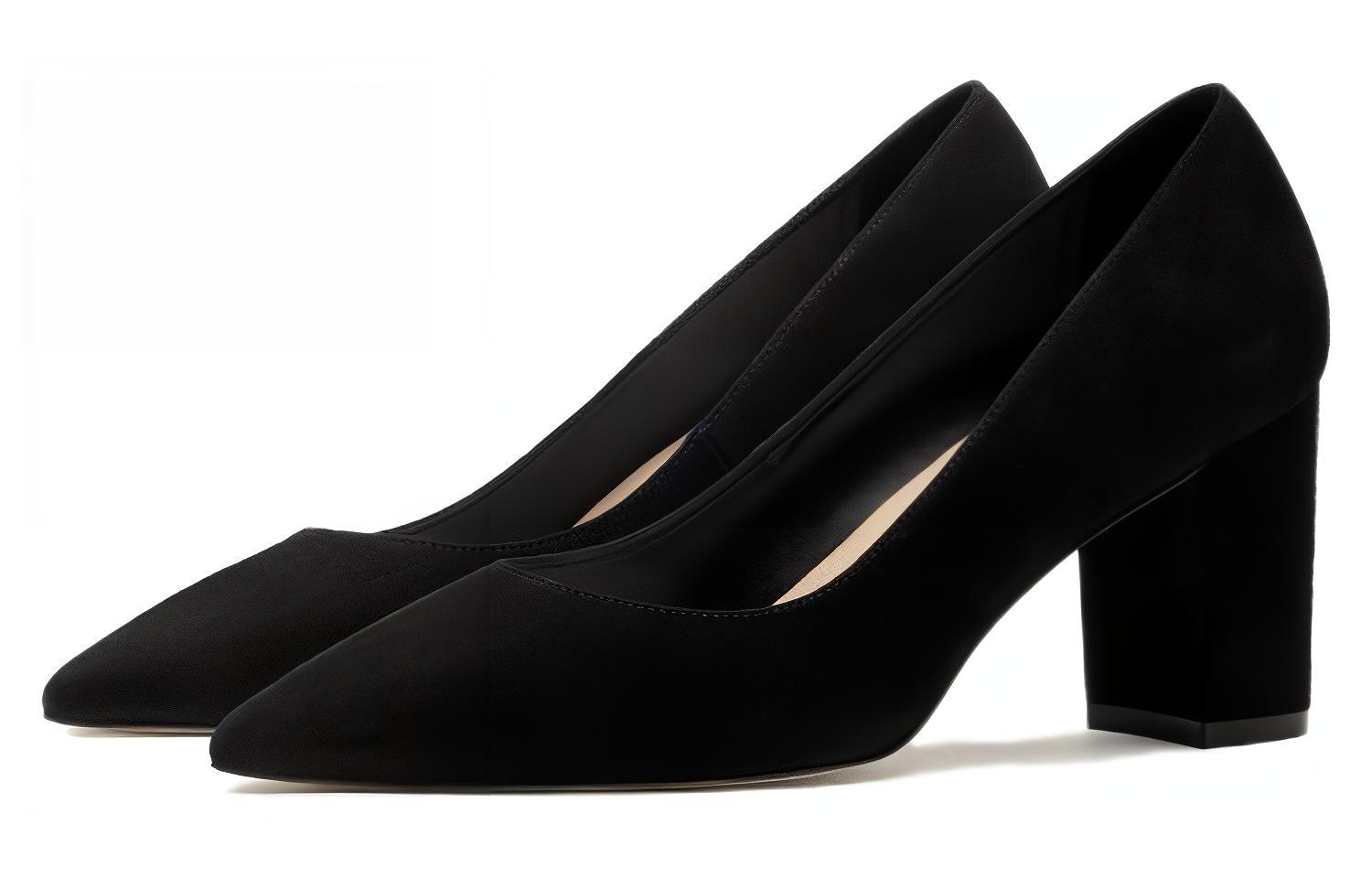 Lookbook (Women) Stuart Weitzman Pointed Toe Slip-On Block Heel 'Black Leather' SW4404009-BLK
