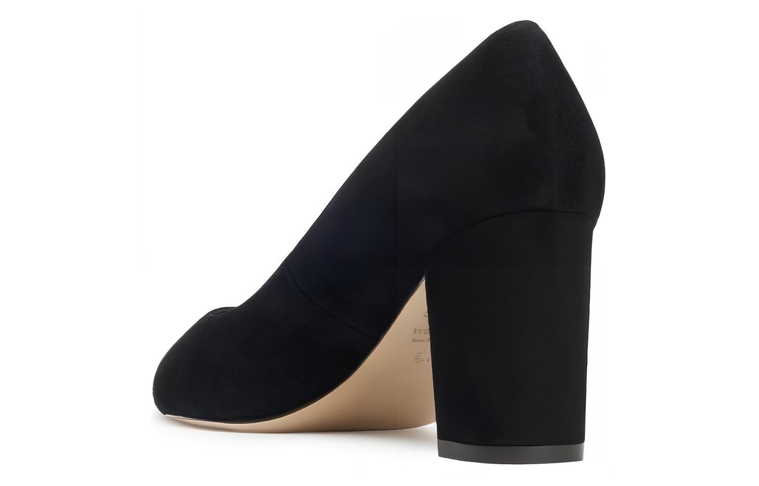 Purchase (Women) Stuart Weitzman Pointed Toe Slip-On Block Heel 'Black Leather' SW4404009-BLK