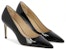 (W) Stuart Weitzman Kasut Tumit Tinggi Slip-On Hujung Runcing 'Kulit Hitam' STUART85PUMPSA776BLK
