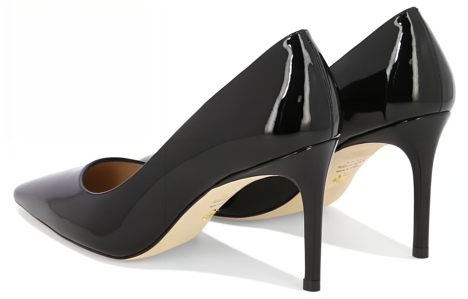 Purchase (W) Stuart Weitzman Kasut Tumit Tinggi Slip-On Hujung Runcing 'Kulit Hitam' STUART85PUMPSA776BLK
