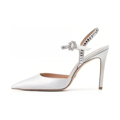 (W) Stuart Weitzman Pointed Toe Stiletto 'White Fashion'