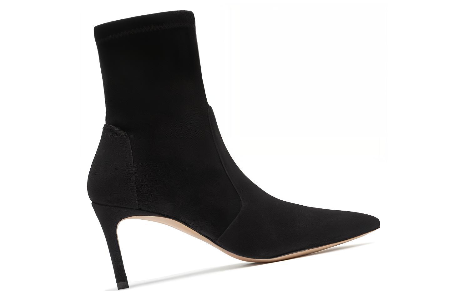 Order (W) Stuart Weitzman But Buku Runcing Stiletto 'Bulu Domba Hitam' SW3901012-BLK