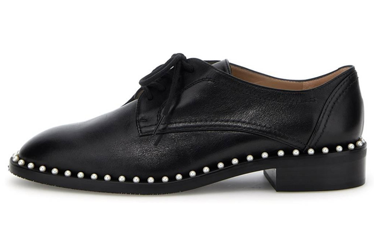 (Women) Stuart Weitzman Polished Lace-Up Casual Shoes Women Black S1806BLK Black Color