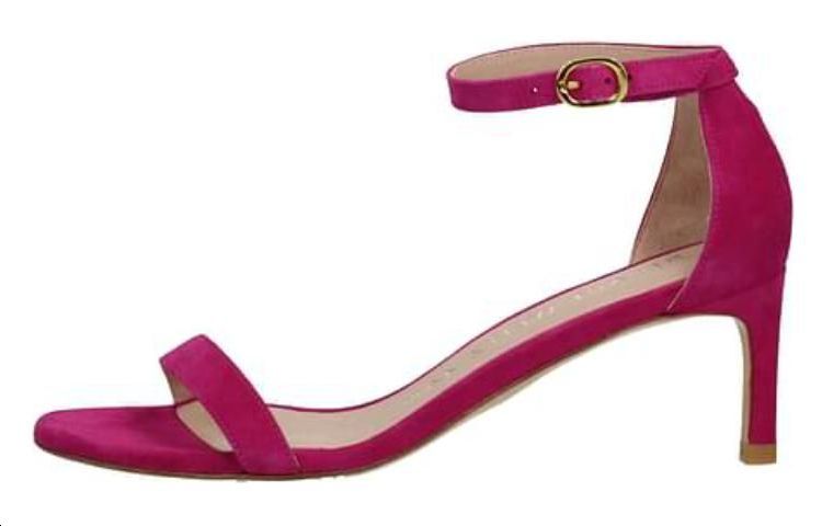 (Women) Stuart Weitzman Purple Leather Ankle Strap Heeled Sandals 6cm. NUNAKED STRAIGHT 60 SUE S2250 ORC Purple