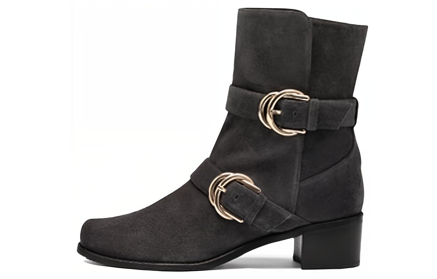 (Women) Stuart Weitzman Reserve 'Grey Chunky Heel Ankle Boot' SW9601023-GRY