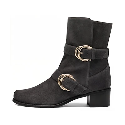 (W) Stuart Weitzman Reserve 'Grey Chunky Heel Ankle Boot'