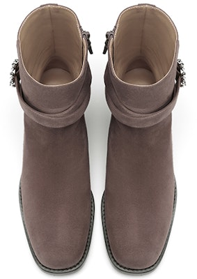 (W) Stuart Weitzman Ryder Pearl Belted Bootie 'Coklat Kelabu Hangat' SW2501005-BRO Details for (W) Stuart Weitzman Ryder Pearl Belted Bootie 'Coklat Kelabu Hangat' SW2501005-BRO