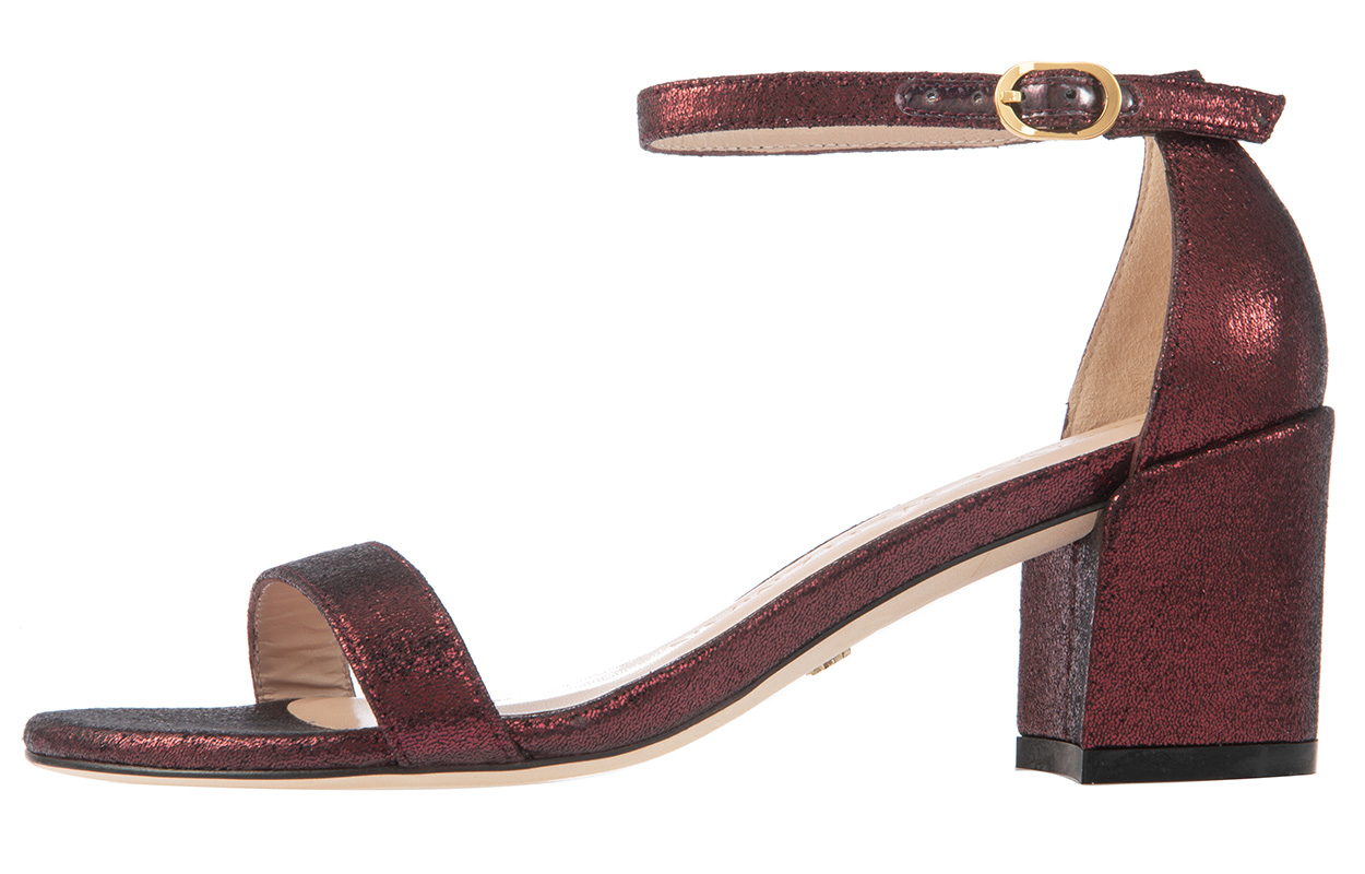 (Women) Stuart Weitzman Simple Block Heel 'Red' SIMPLELAMEVELVETCRANBERRY