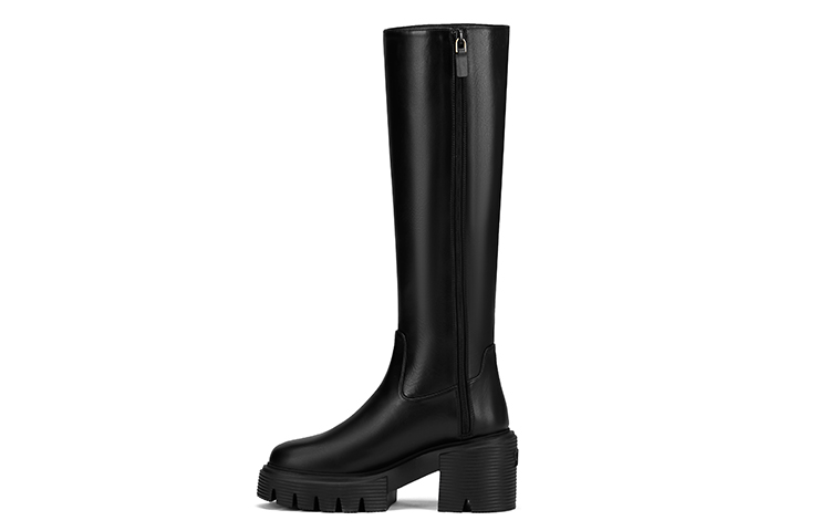 Order (W) Stuart Weitzman Soho Sepatu Boot Tinggi Lutut 'Kulit Hitam' SW2601007-BLK