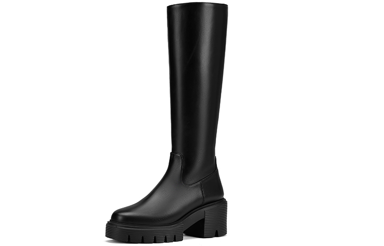 Lookbook (W) Stuart Weitzman Soho Sepatu Boot Tinggi Lutut 'Kulit Hitam' SW2601007-BLK