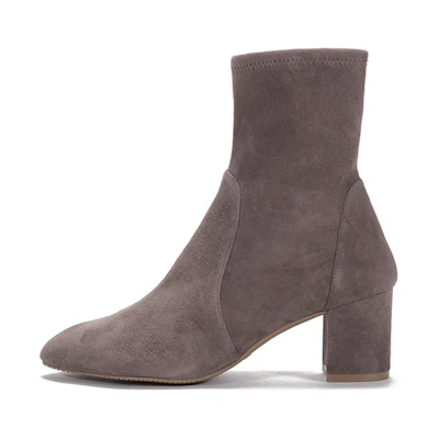 (W) Stuart Weitzman Suede Block Heel Ankle Boots 'Taupe'