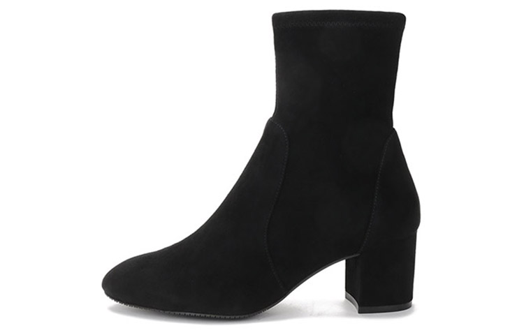 (Women) Stuart Weitzman Suede Block Heel Women’s Ankle Boots Black YULIANA60SUS Black Suede Stretch Over-The-Knee Boots