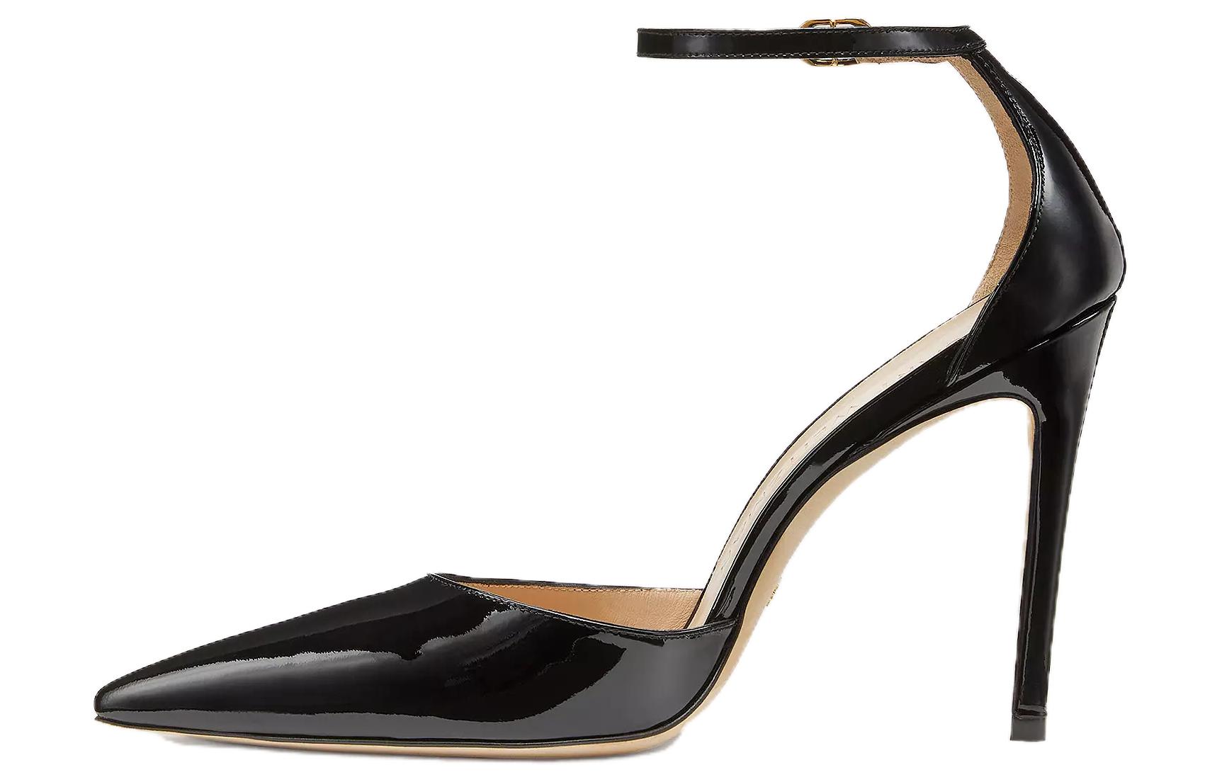 (Women) Stuart Weitzman SW Black Pointed Toe Stiletto High Heels STUART100STRAP Pump Black