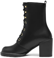 (Women) Stuart Weitzman SW Cassey Black Leather Lace-Up Fashion Ankle Boots SW2401017 Black Color (Women) Stuart Weitzman SW Cassey Black Leather Lace-Up Fashion Ankle Boots SW2401017 Black Color