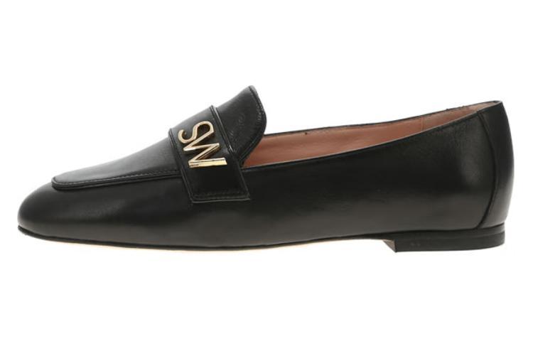 (Women) Stuart Weitzman SW Frances Flat Black Leather Loafers. FRANCESBLK Black Color.
