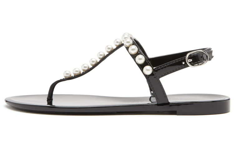 (Women) Stuart Weitzman SW Leather Open-Toe Comfortable Sandals Women’s Black S0822SEMBLK Black Color.