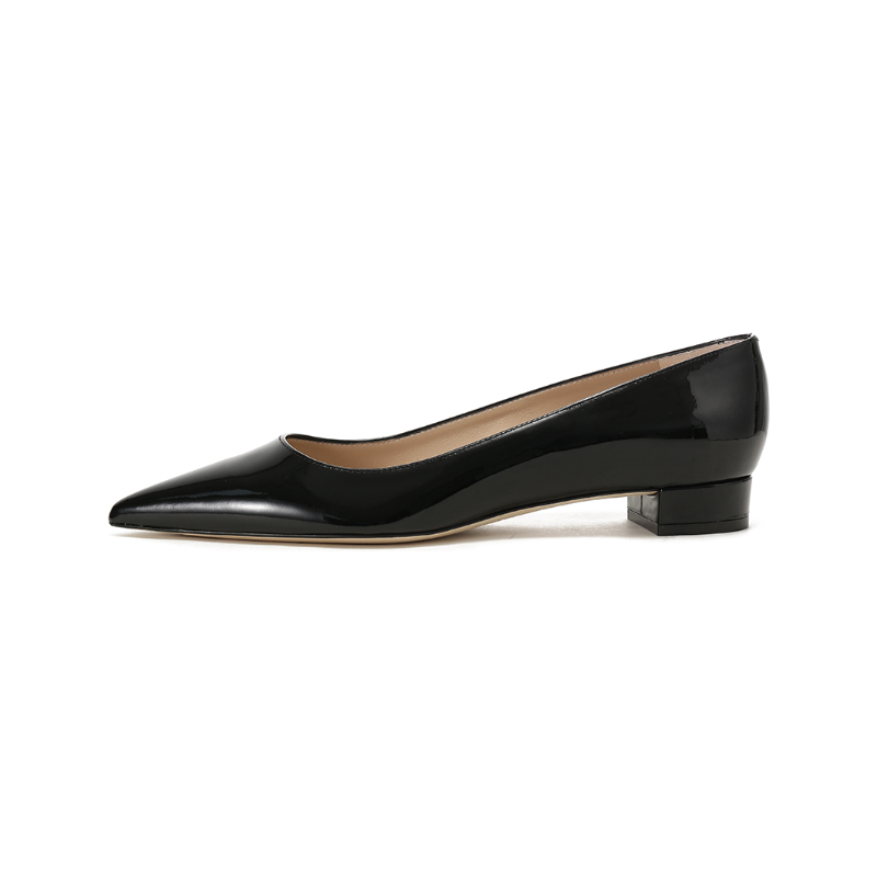(Women) Stuart Weitzman SW Patent Leather Elegant Pointed Toe Flats 2cm Black STUARTFLAT Black
