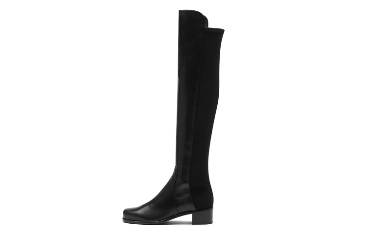 (Women) Stuart Weitzman SW Reserve Black Leather Over-the-Knee Boots for Women RESERVENSGNAPSTRGABRDNE Black