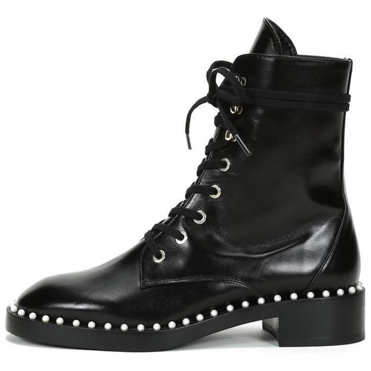 (Women) Stuart Weitzman SW Sondra Leather Ankle Boots Black SONDRASMO Black